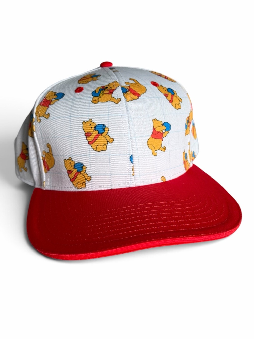 NWT Disney Parks Winnie the Pooh AOP Hat Adult Red White Honey Jar Graph Lines